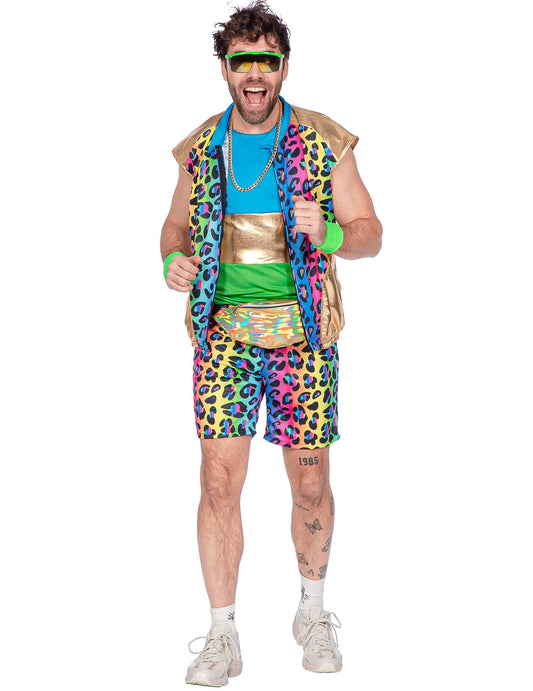 Pánský kitsch kostým s pestrobarevným leopardím vzorem