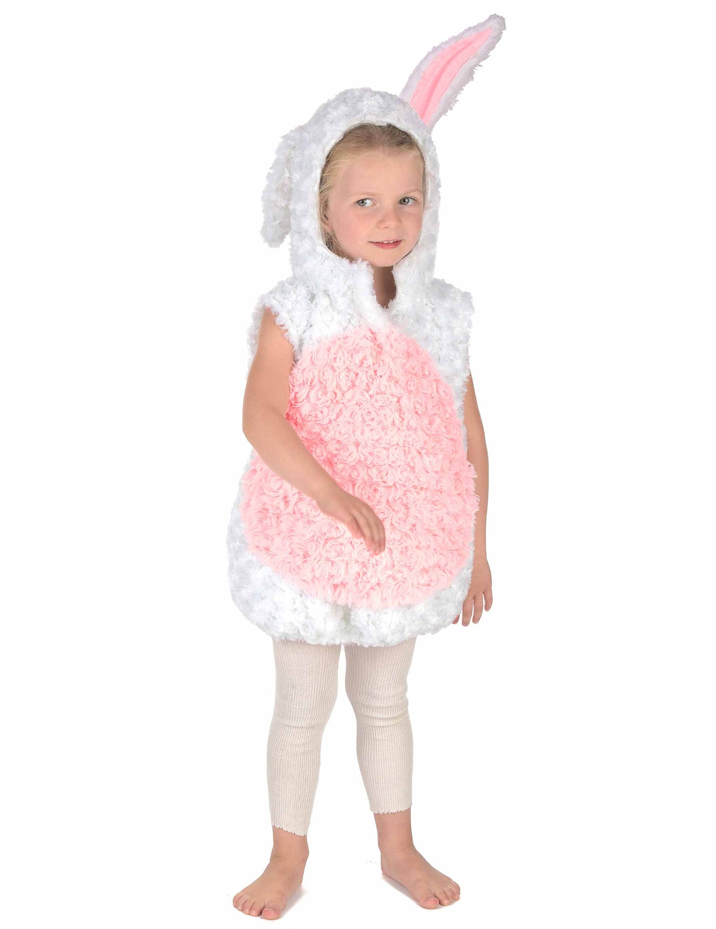 Dětský kostým králíka bez rukávů v bílém a růžovém provedení