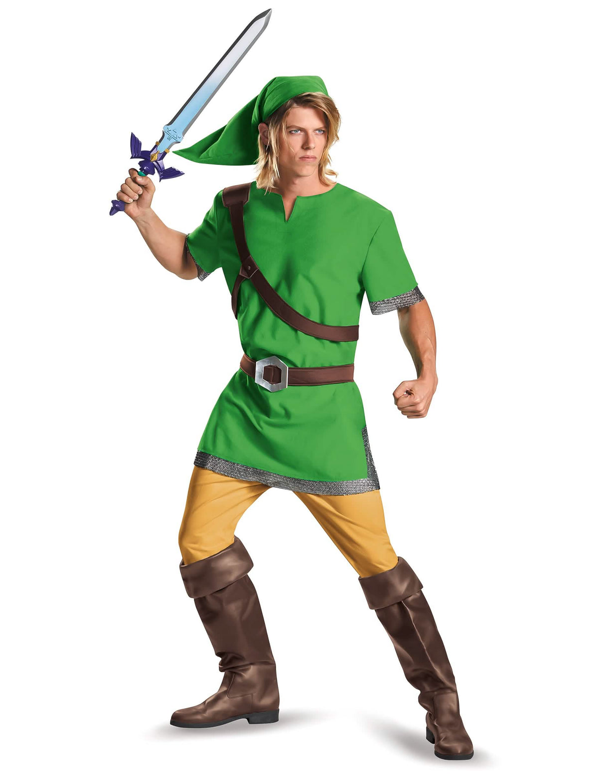 Klasický kostým Link ZELDA pro dospělý zelená s čepicí