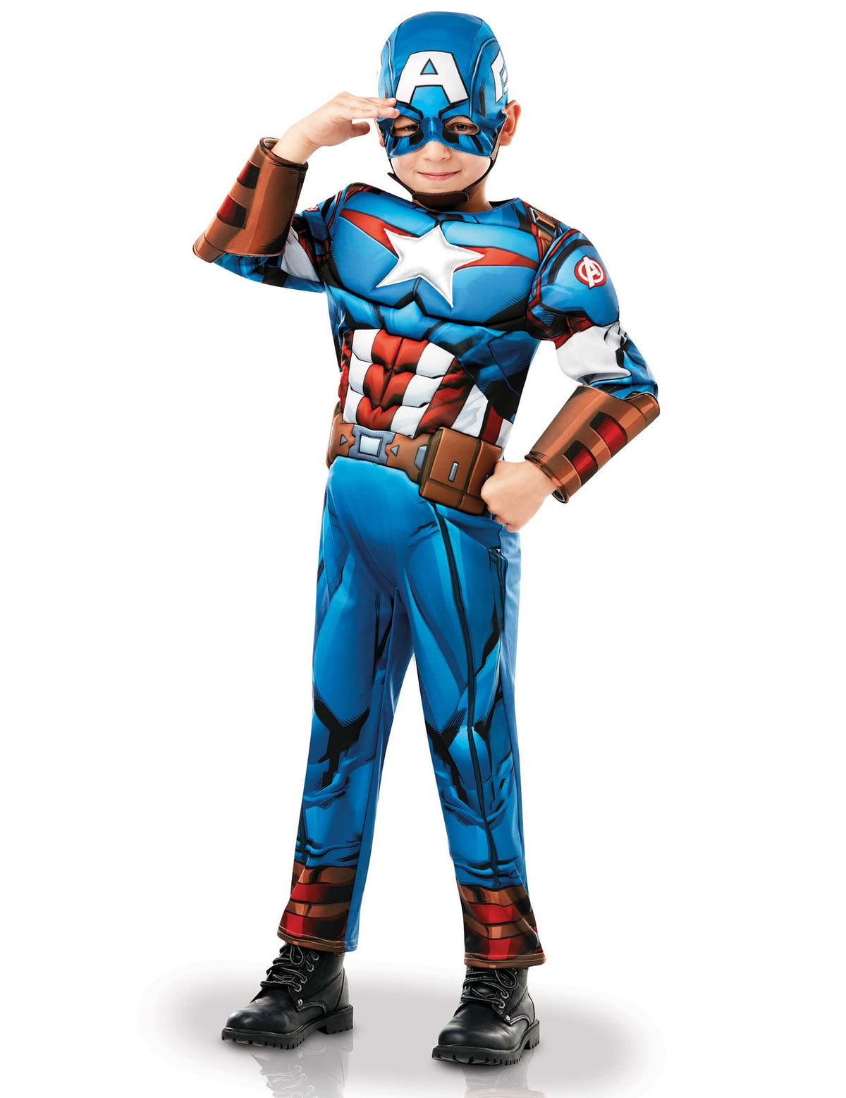 Pohled zepředu na luxusní kostým Captain America animovaný seriál