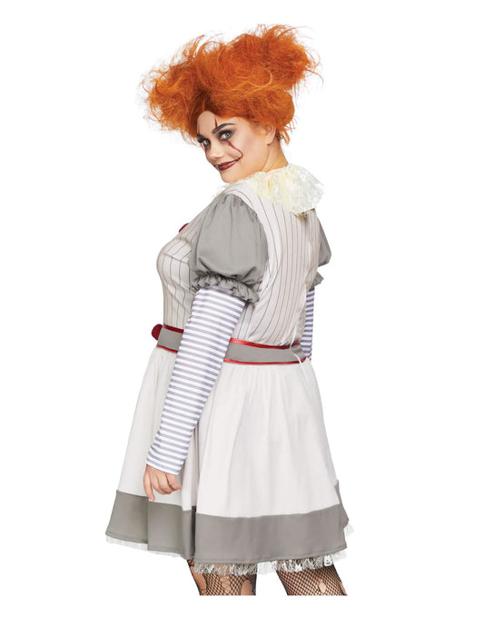 Vue de dos du déguisement de clownette terrifiante pour femme