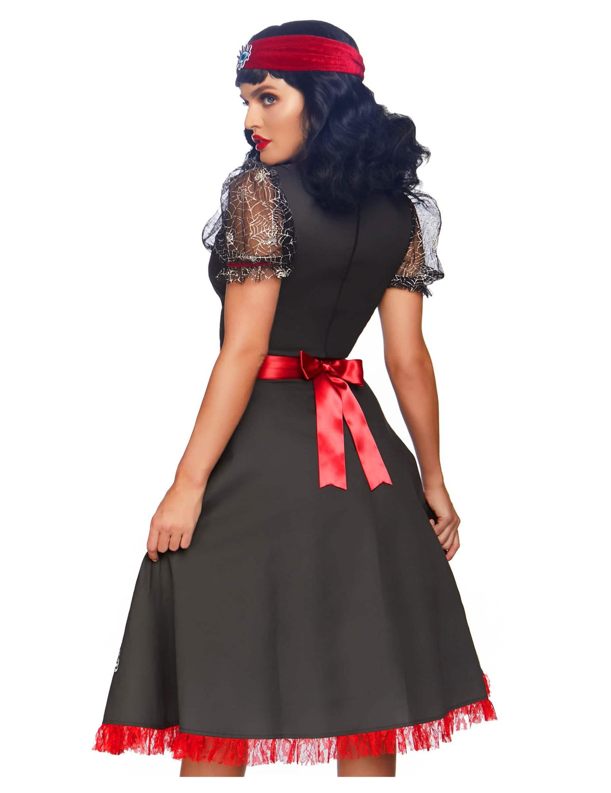 Pohled zezadu na luxusní kostým věštkyně