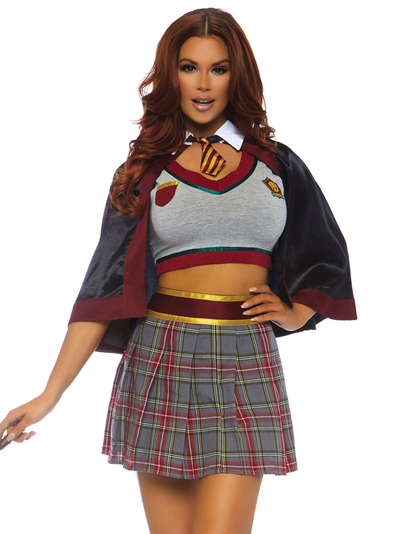 Luxusní sexy vínově zlatý kostým čarodějnice pro ženy