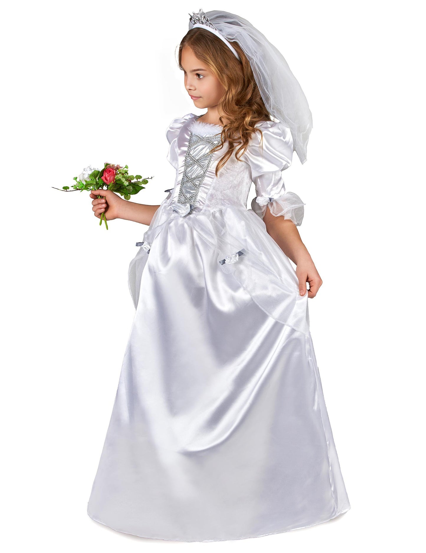 Profilový pohled na kostým nevěsty pro dívku