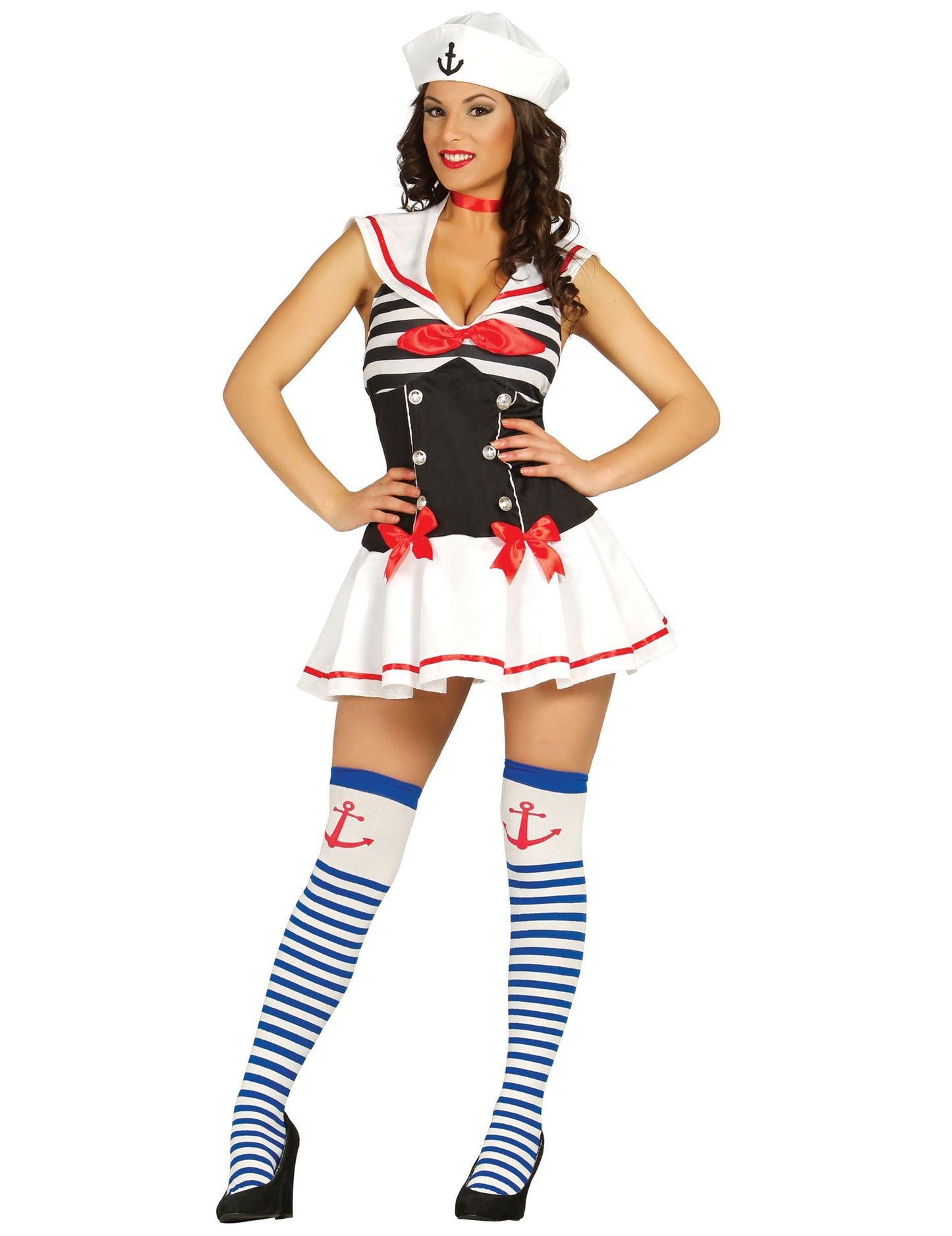 Sexy černý a červený námořnický kostým pro dámy