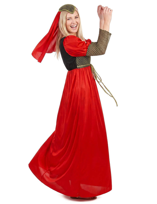 Dámský středověký kostým červené barvy