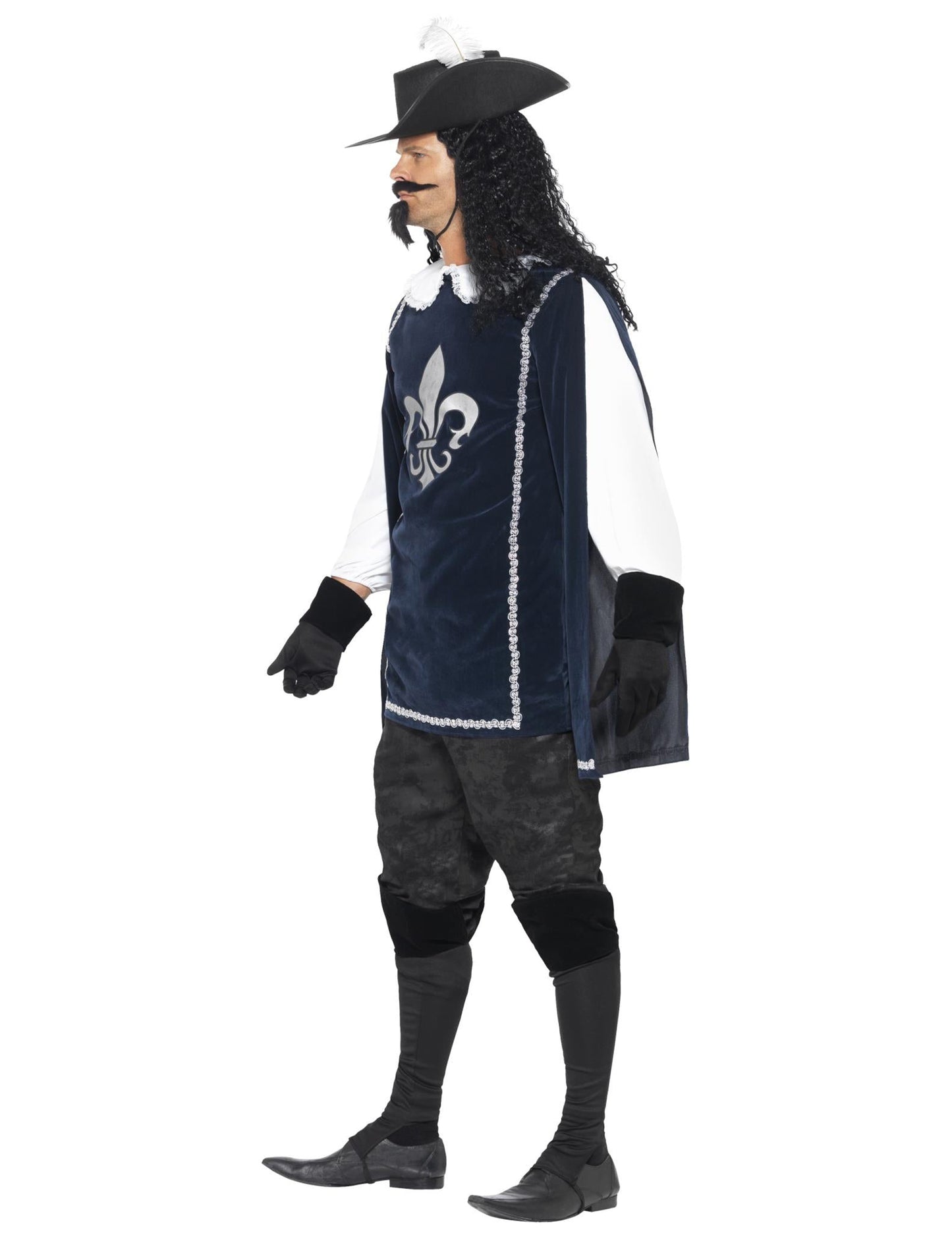 Pánský kostým mušketýra v tmavě modré barvě