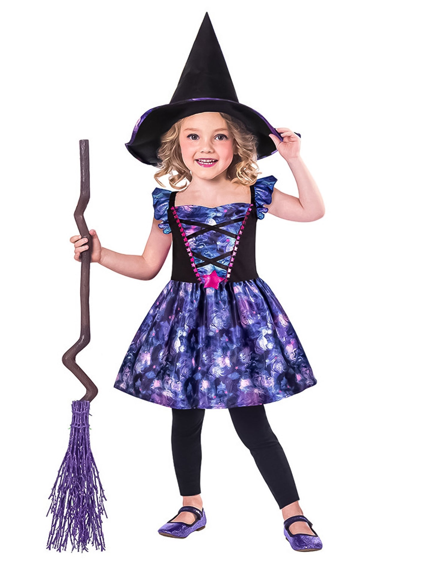 Dívčí kostým malé čarodějnice z recyklované látky