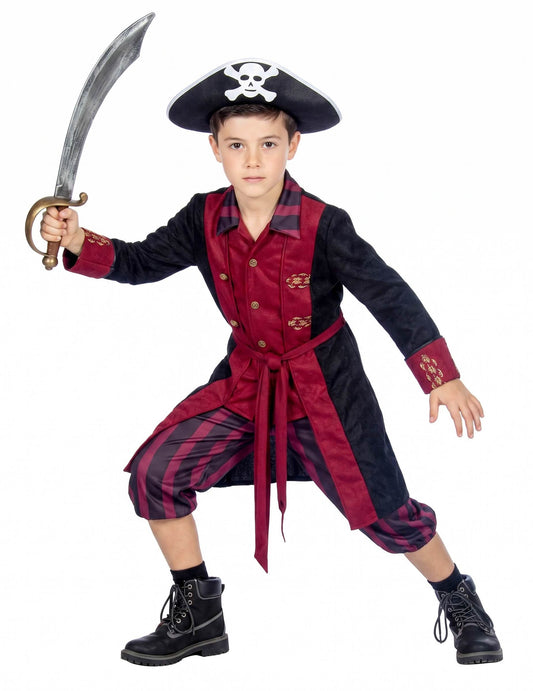 Chlapecký kostým piráta vínově černý
