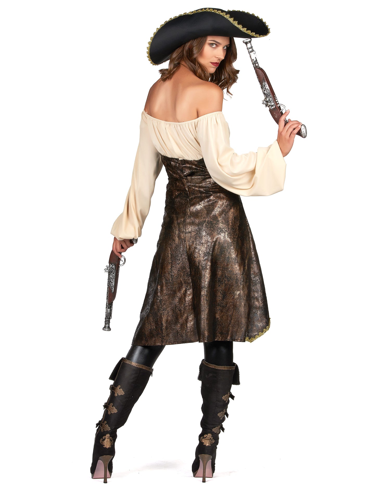Dámský hnědý pirátský kostým