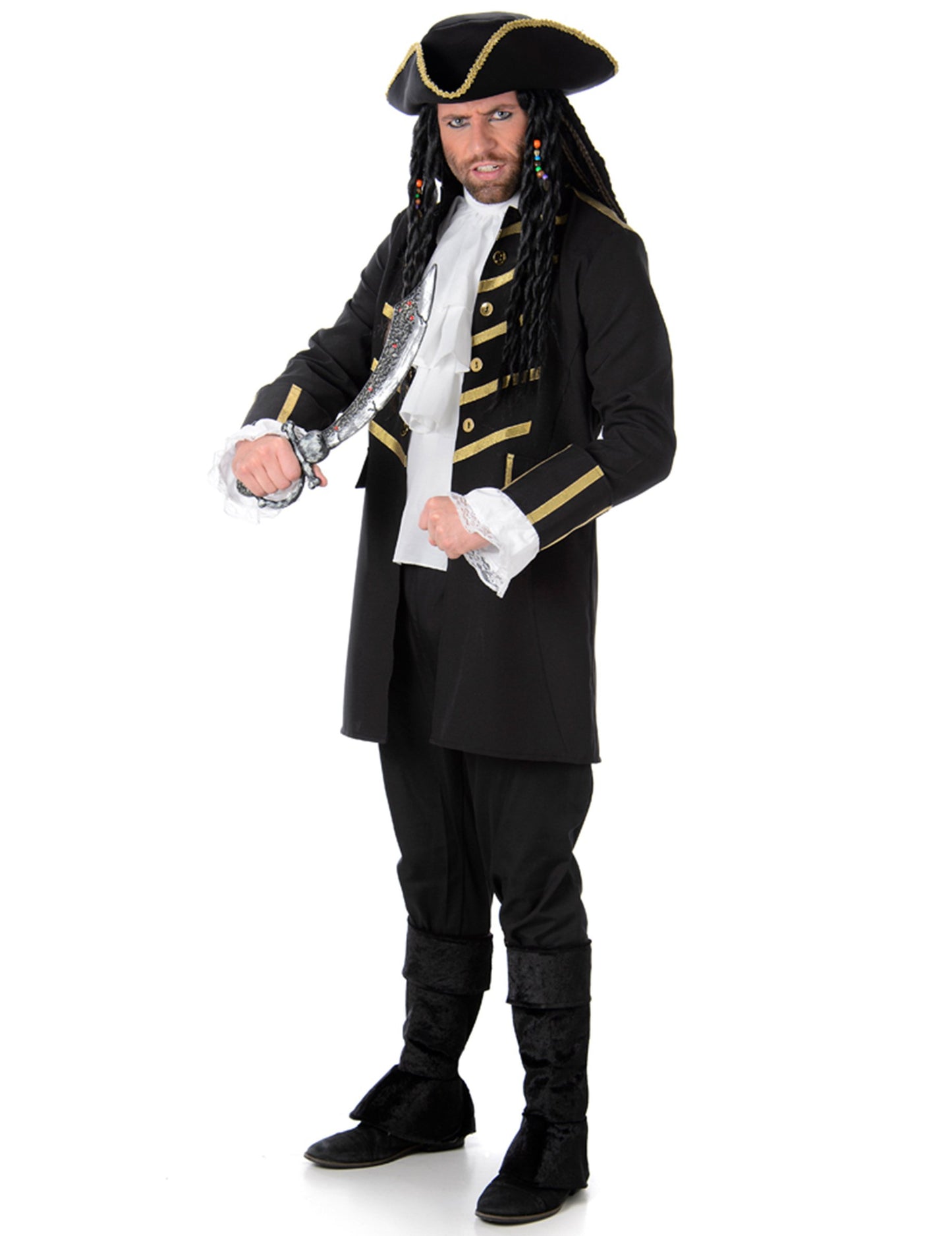 Pánský pirátský kostým v černém a zlatém provedení
