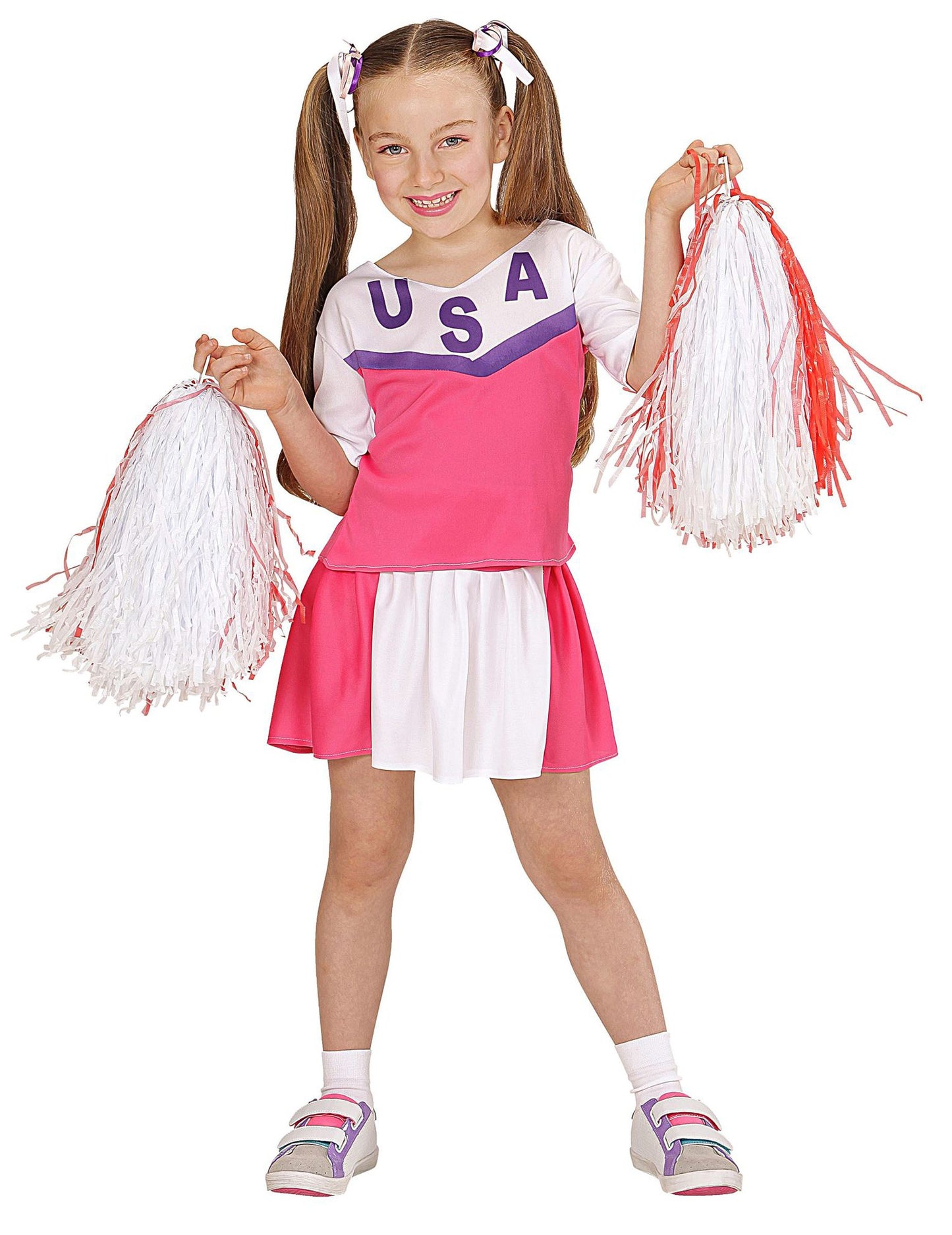 Růžovobílý kostým roztleskávačky pro dívky
