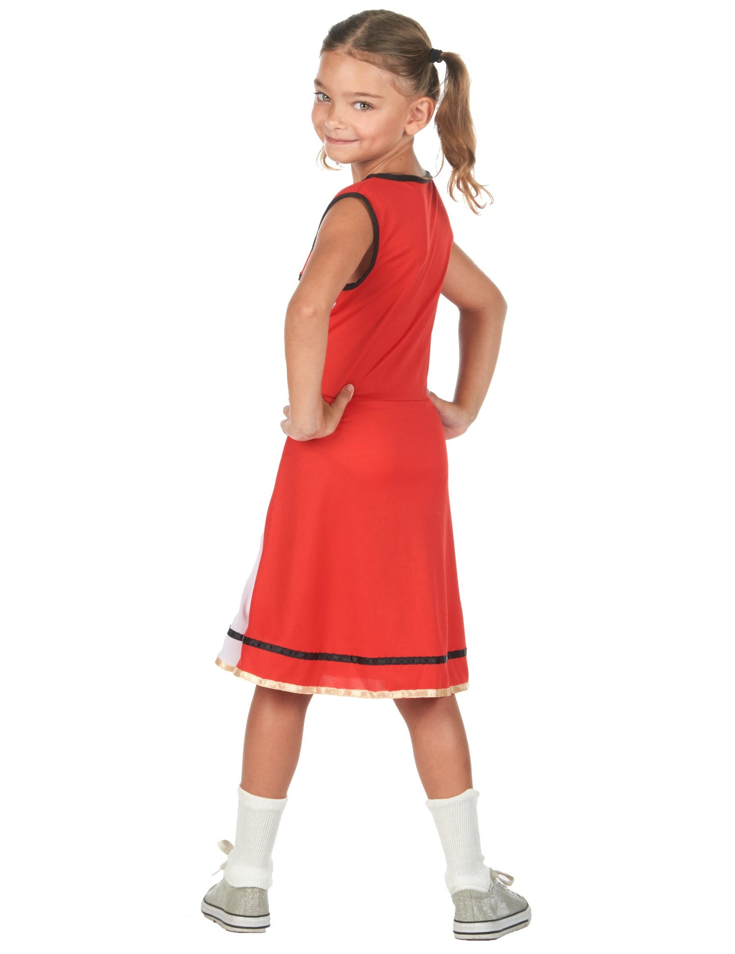 Dívčí kostým roztleskávačky z USA v červené barvě