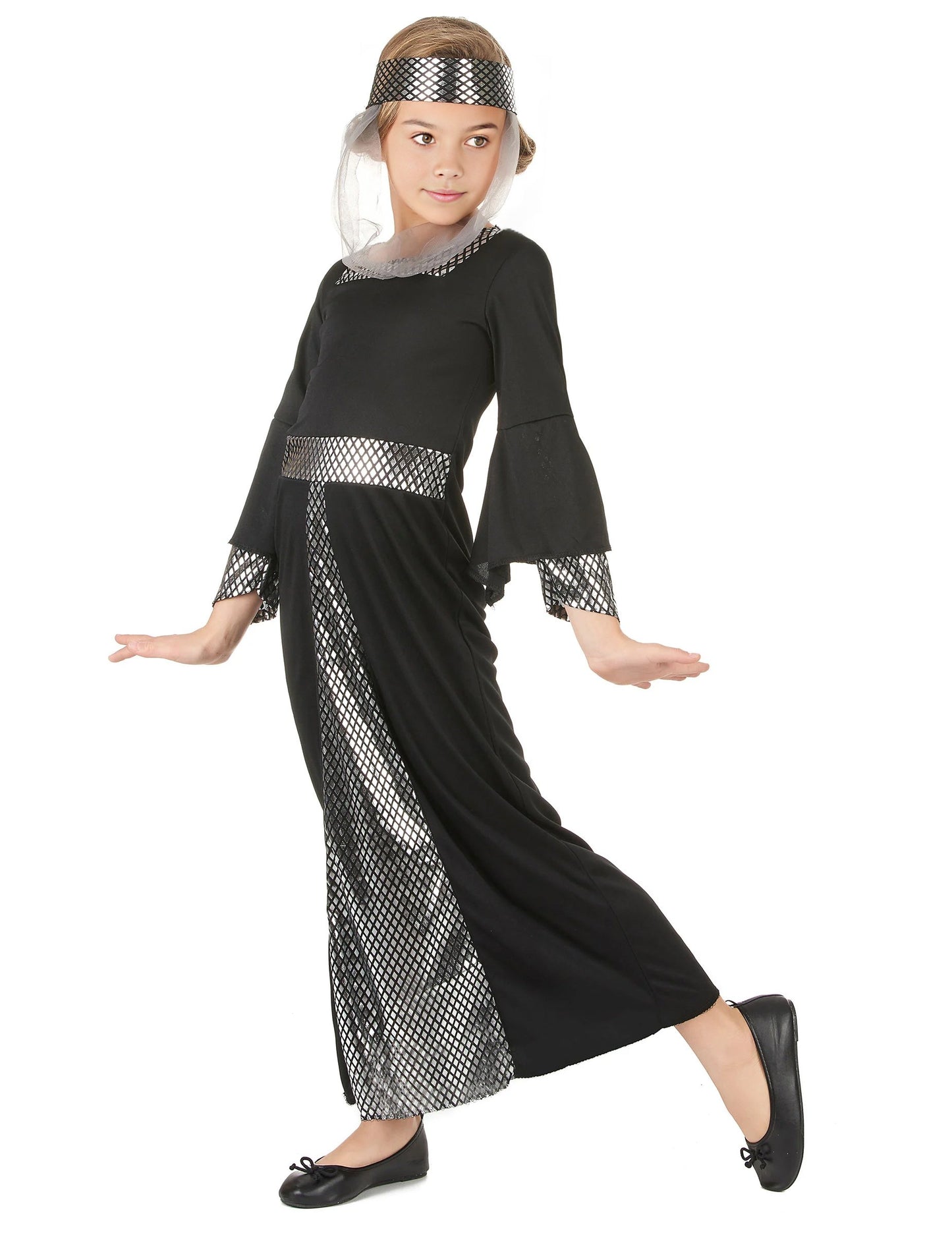 Dívčí kostým černé středověké princezny