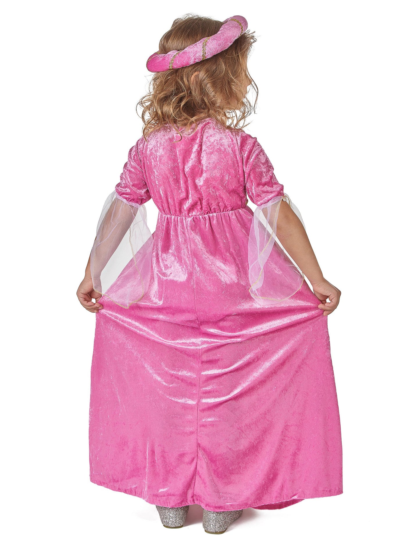 Dívčí růžovo-zlatý kostým středověké princezny