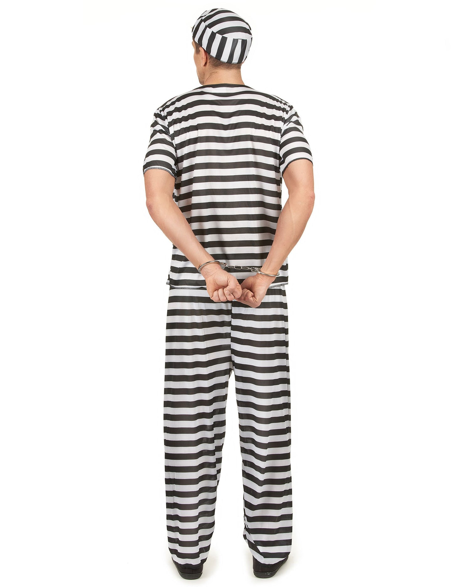 Pánský kostým vězně v černém a bílém provedení