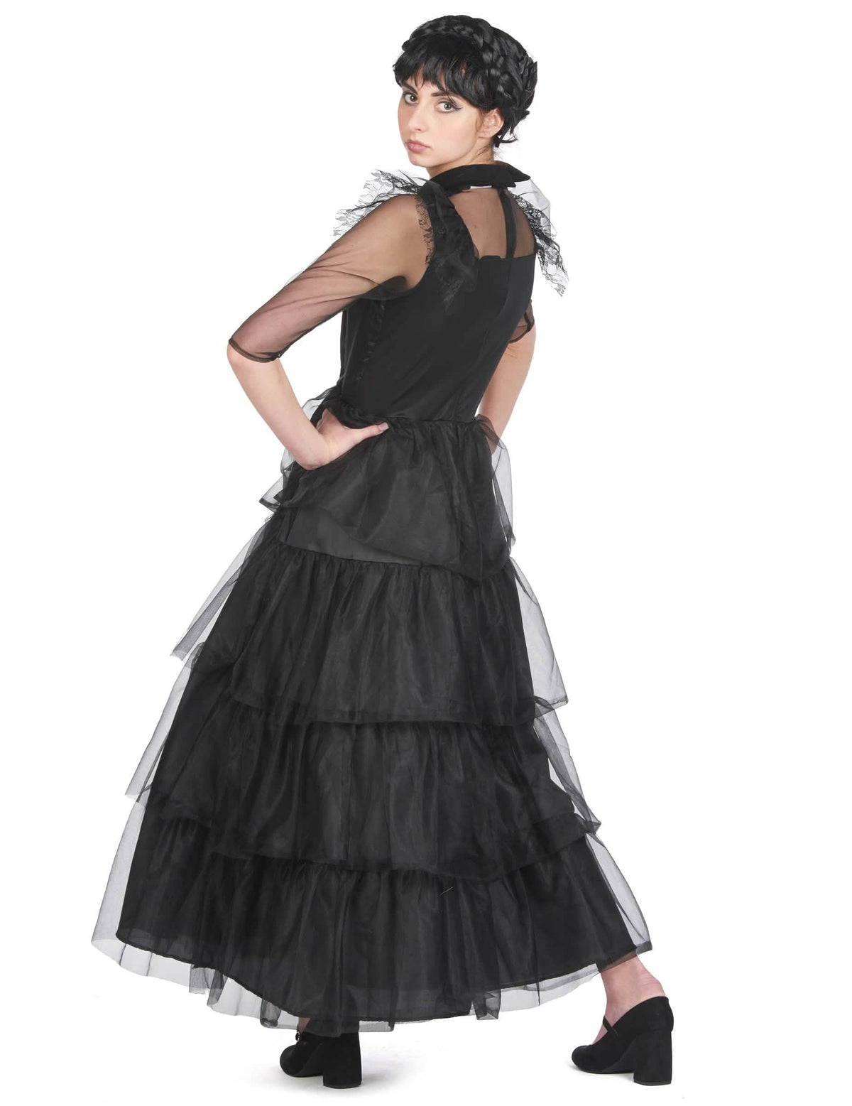 Vue de dos du déguisement robe de bal gothique pour femme