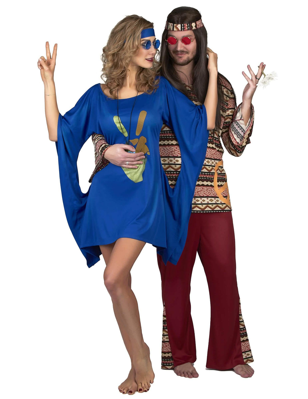 Párová verze kostýmu hippie šaty peace a love pro ženu