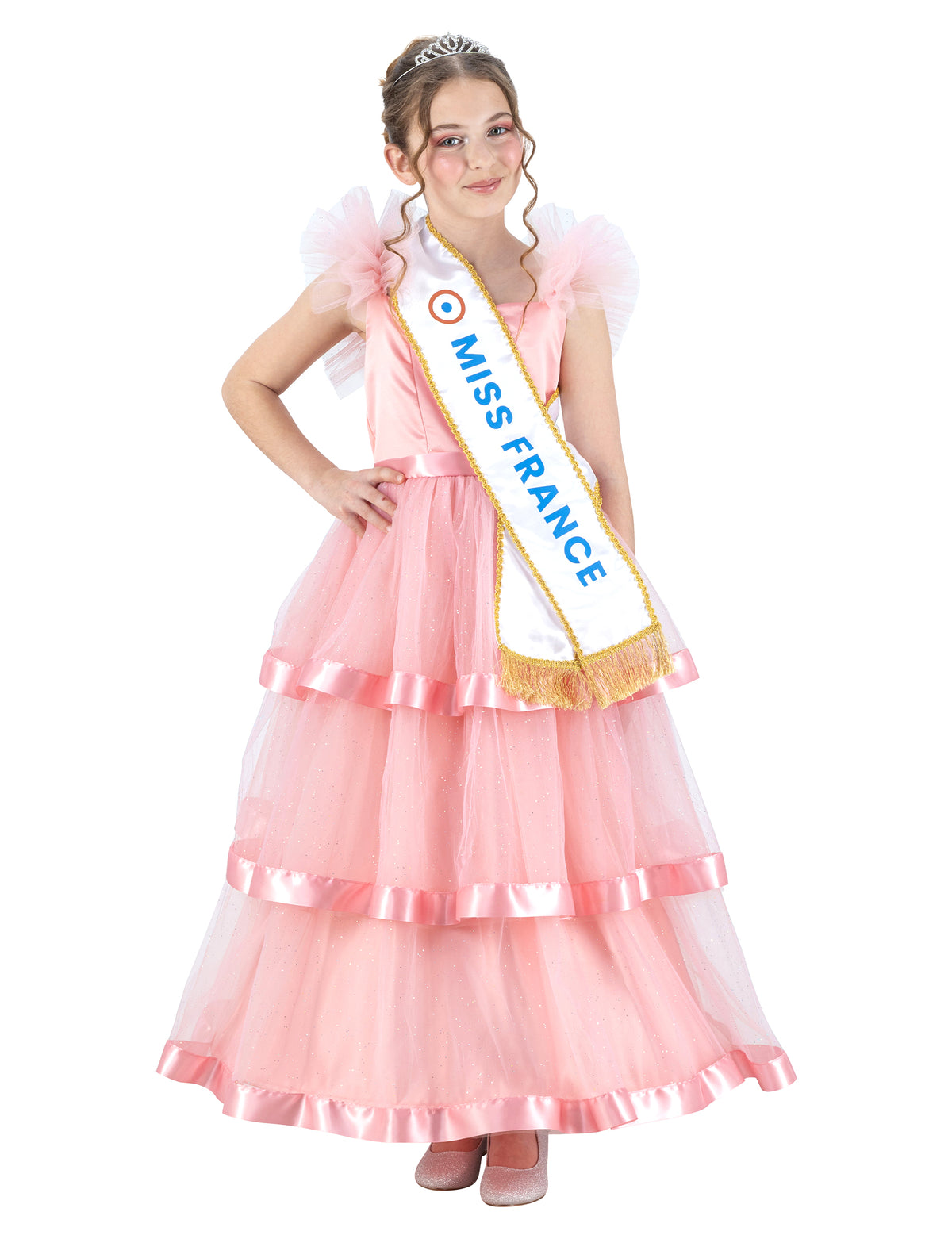 Kostým Růžové šaty Miss France™ pro holky