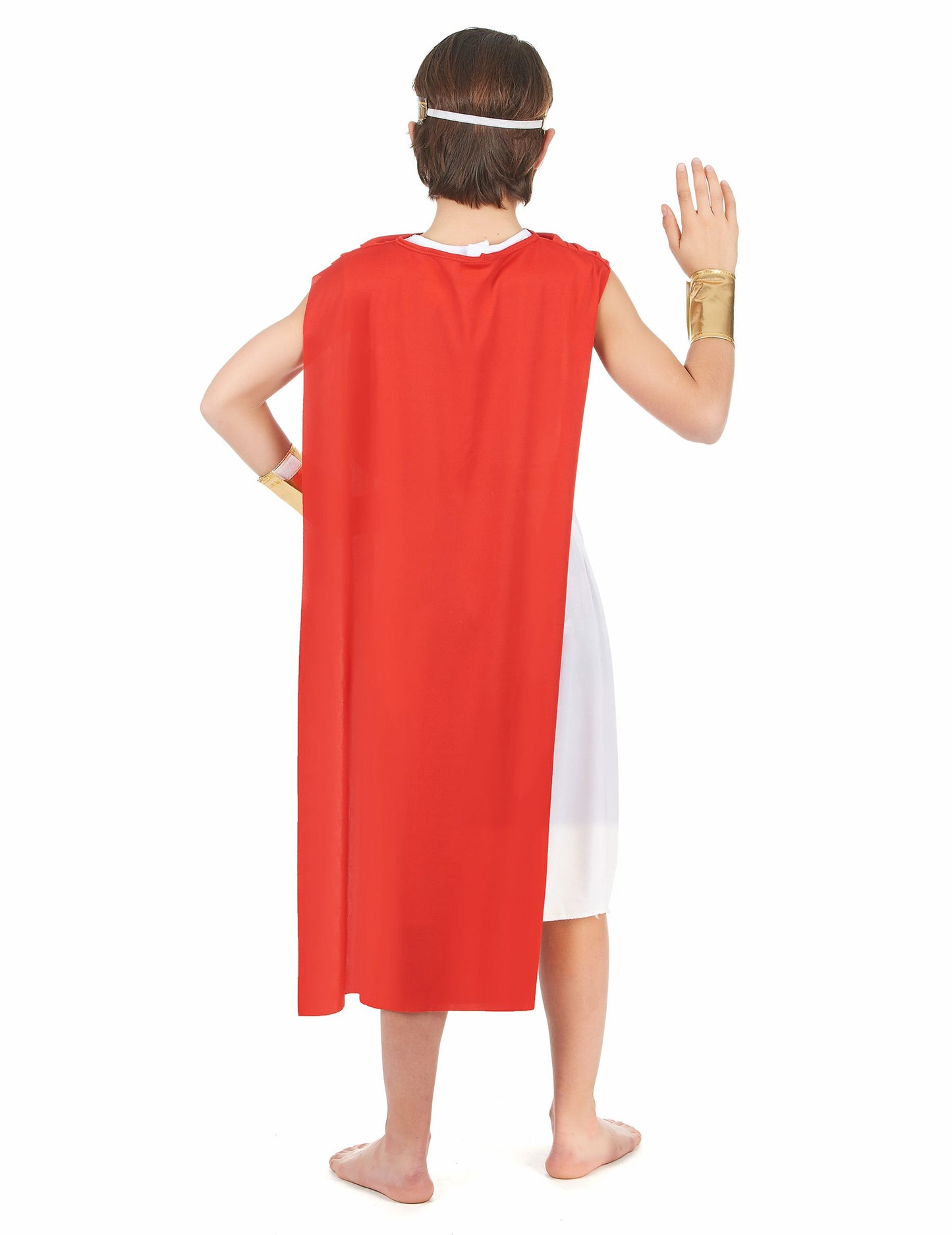 Zadní pohled na římský kostým s pláštěm pro chlapce