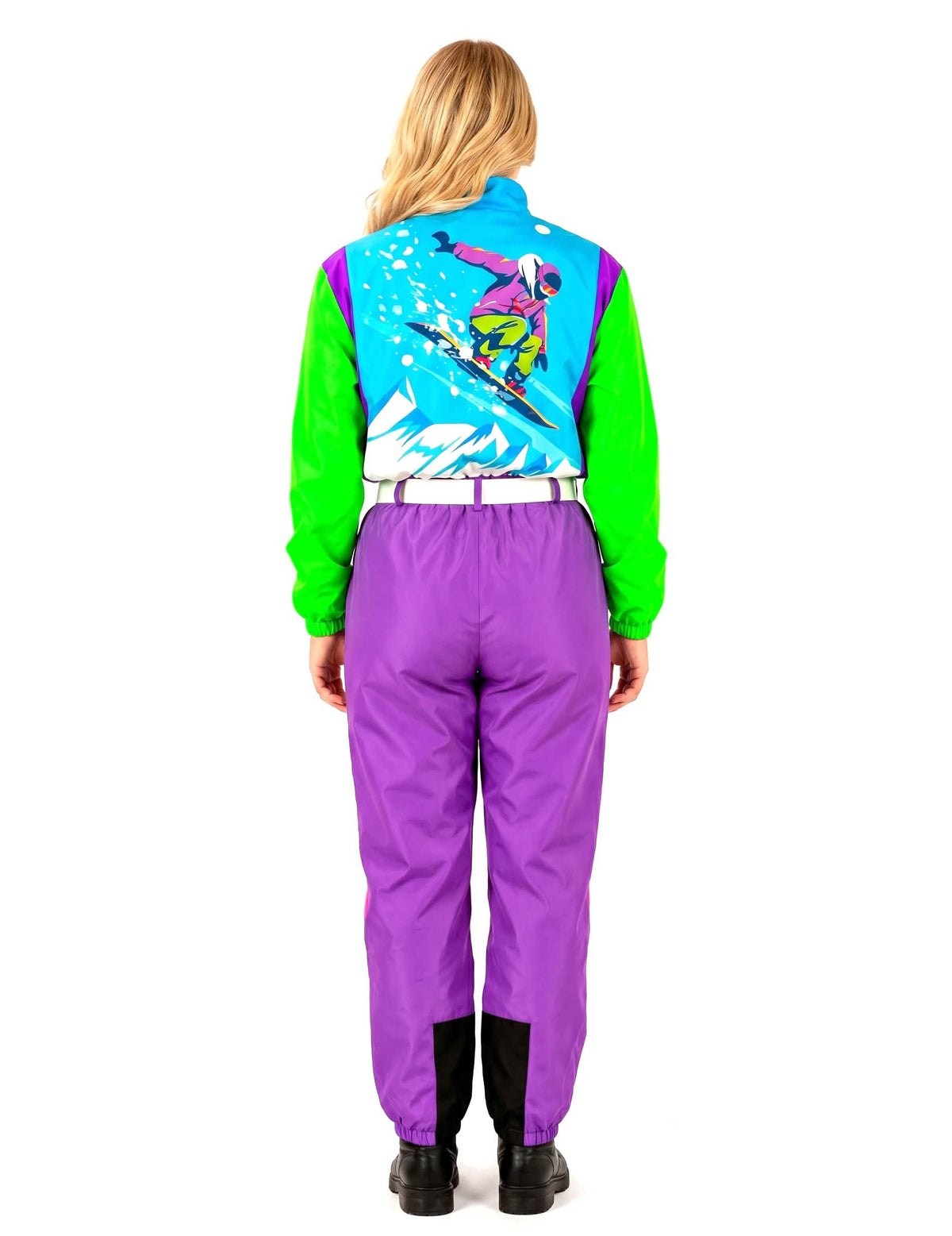 Velký dospělý kostým snowboardisty s fluorescenčním efektem