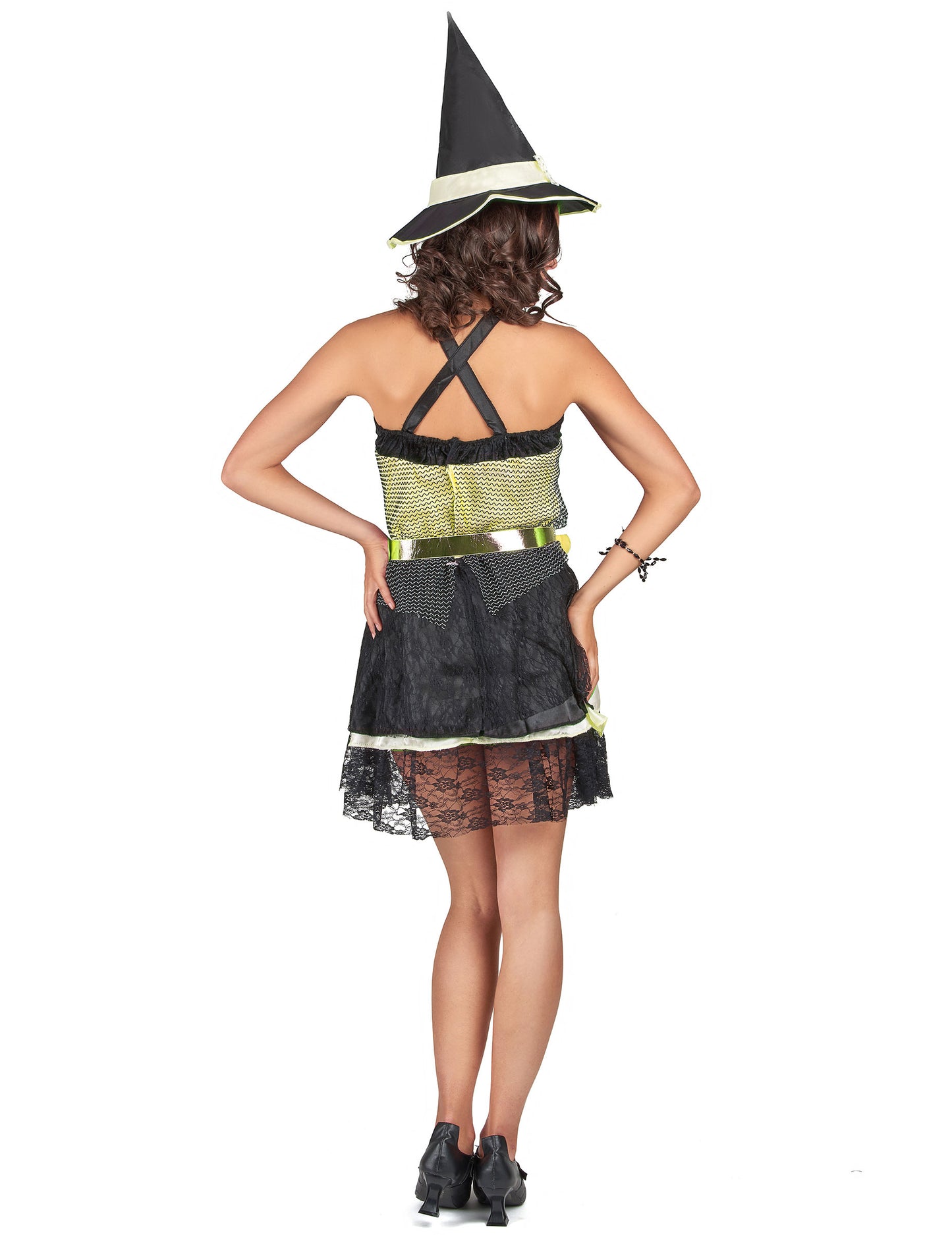 Dámský halloweenský kostým čarodějnice ve zlaté barvě