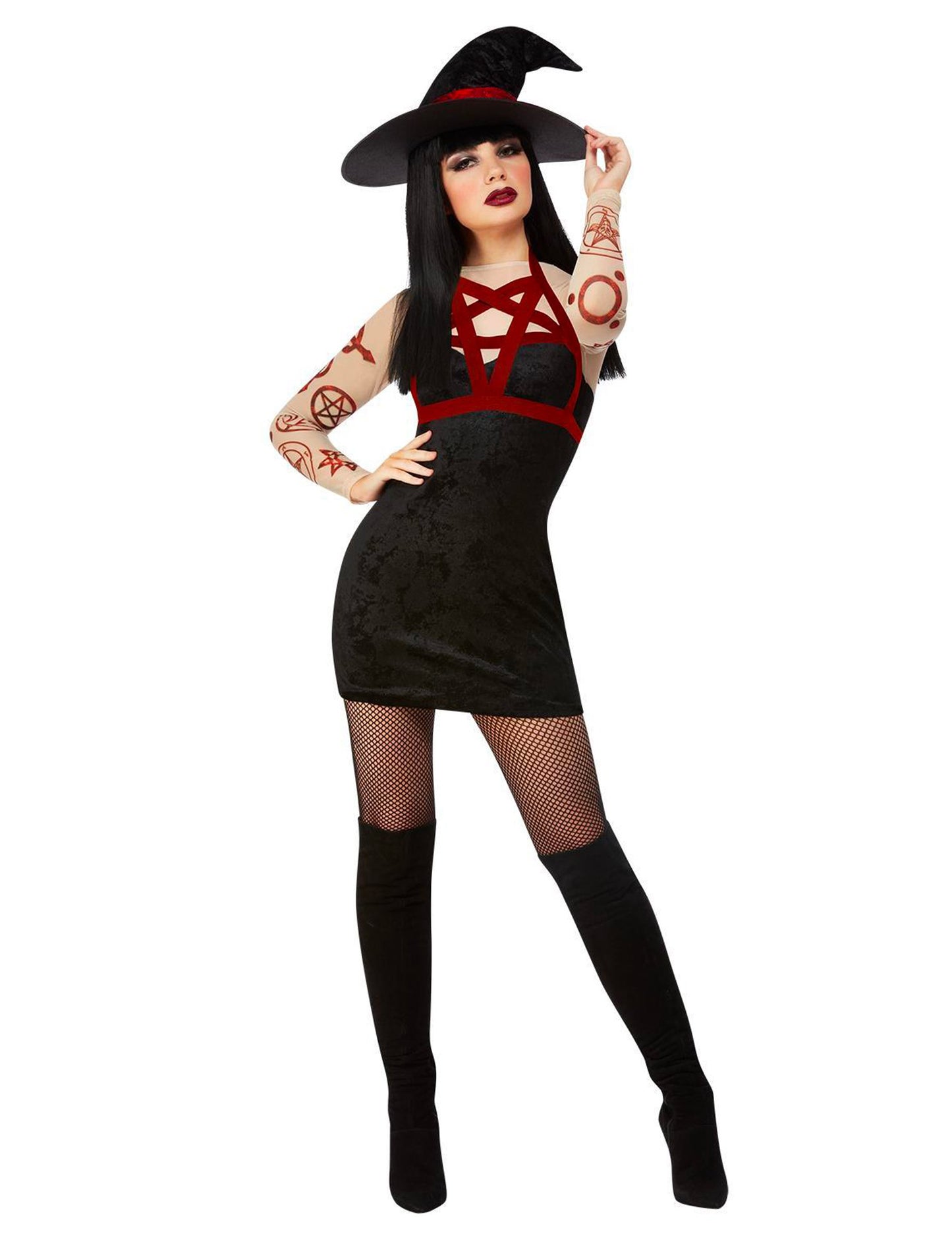Černý satanský čarodějnice kostým sexy žena
