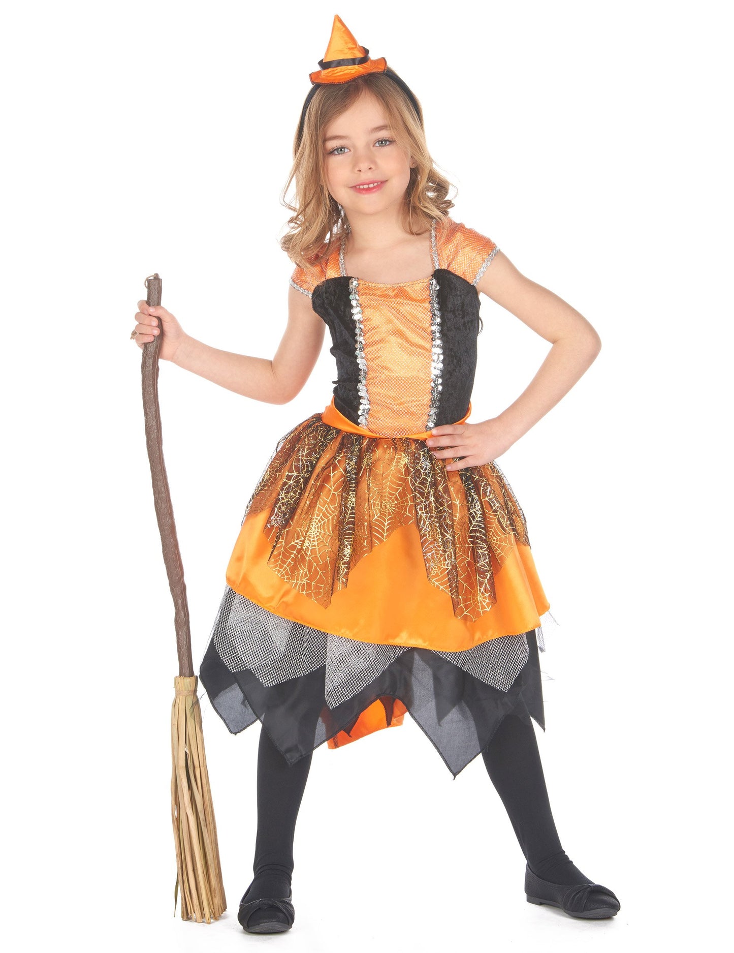 Dívčí kostým čarodějnice s pavoučím závojem