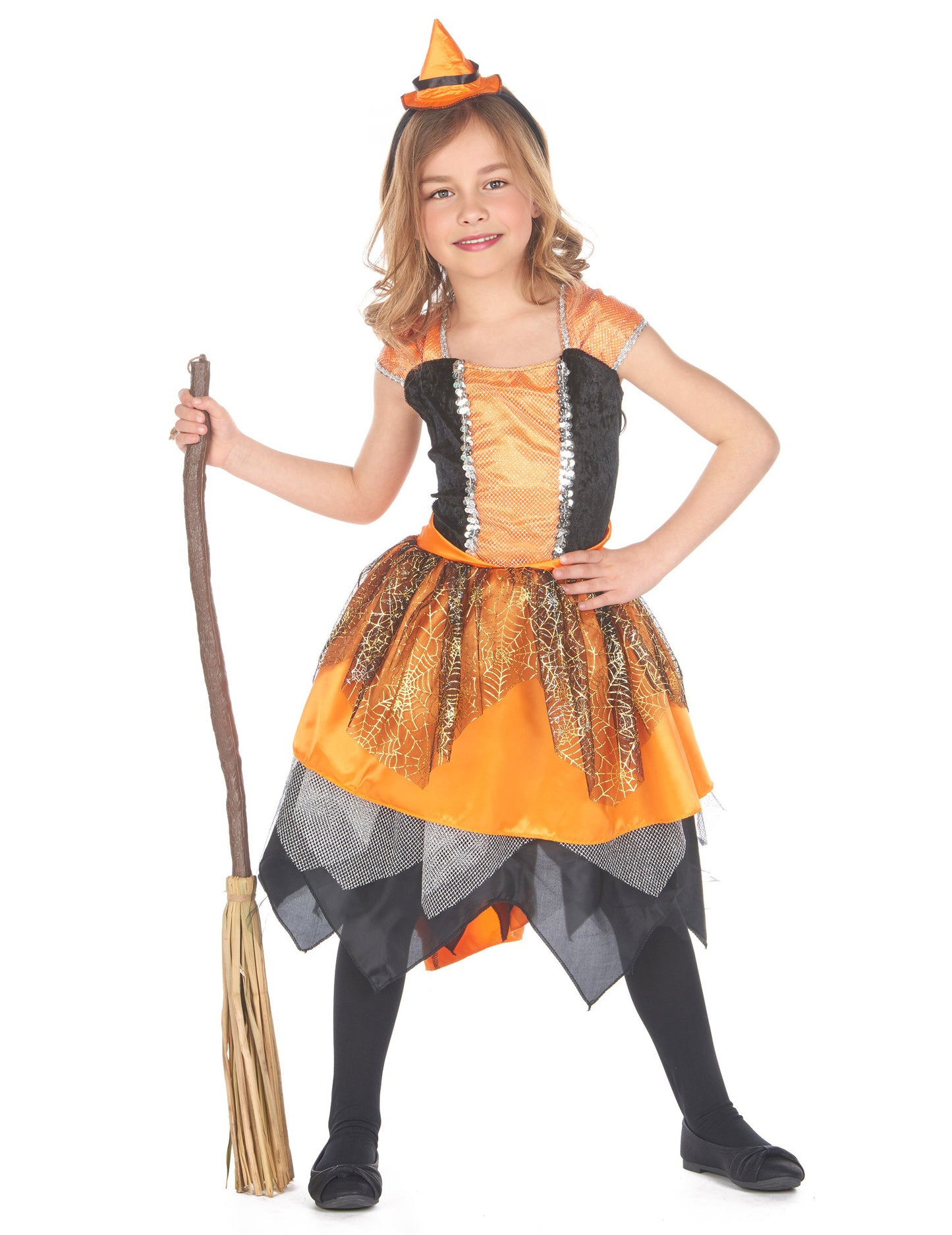 Dívčí kostým čarodějnice s pavoučím závojem