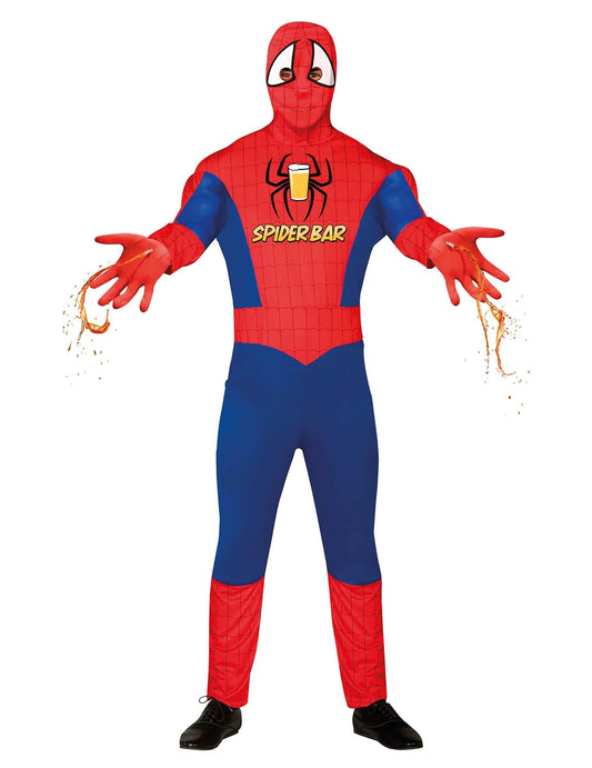 Vue de face du déguisement Spiderbar avec lanceur de liquide
