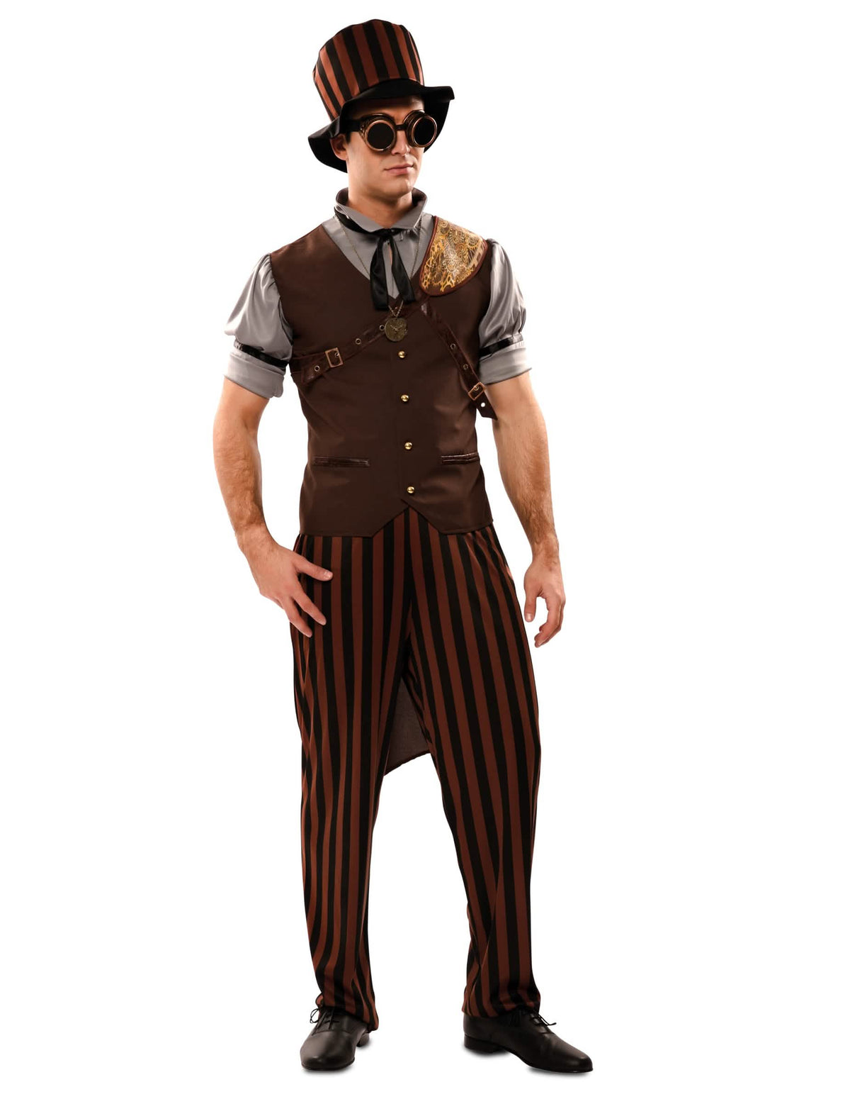 Pohled zepředu na steampunk kostým pro muže