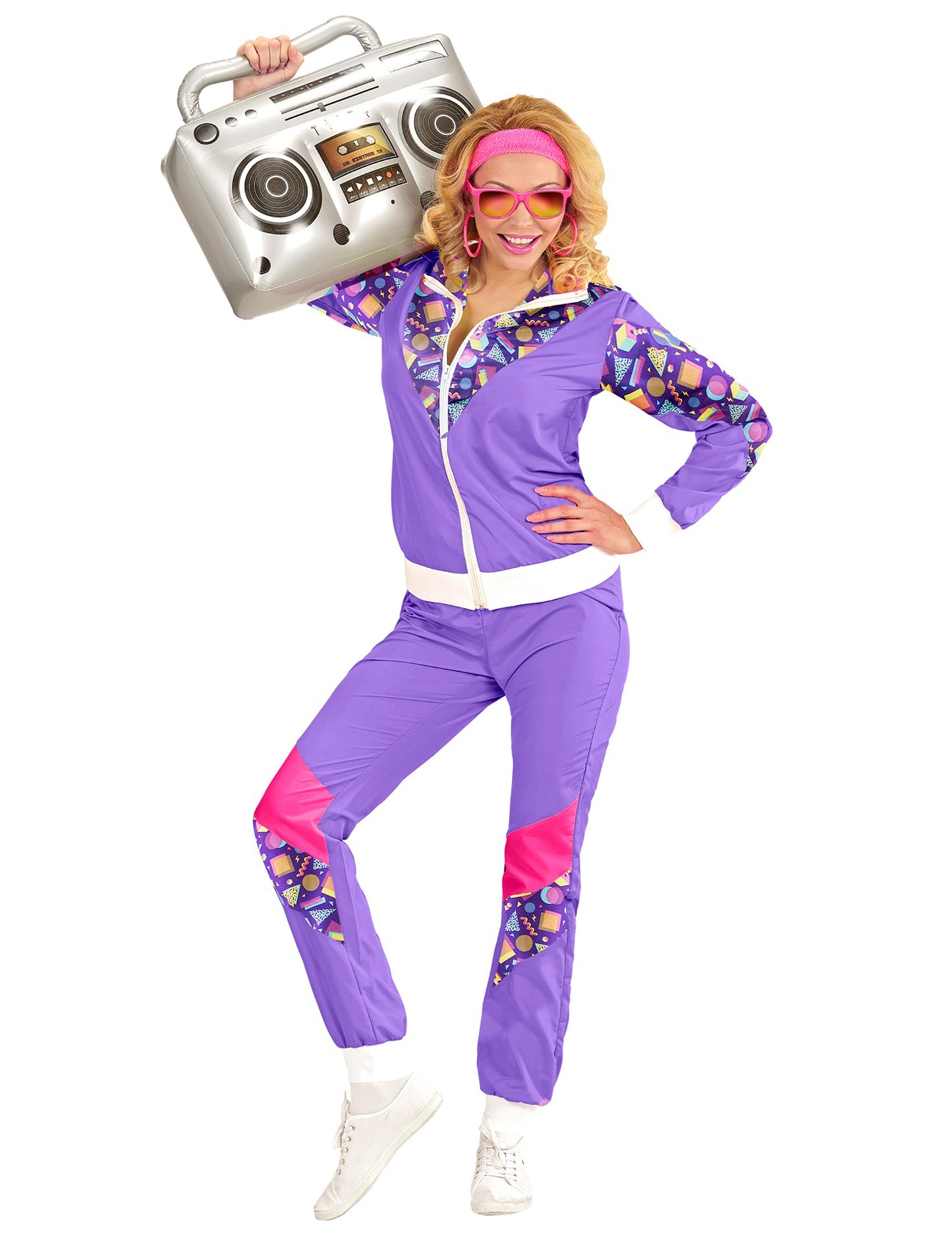 Fialový teplákový kostým z 80. let, velká velikost pro dospělé