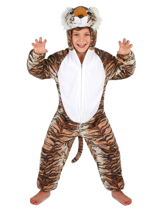 Détail de la capuche tête d'animal du déguisement tigre réaliste