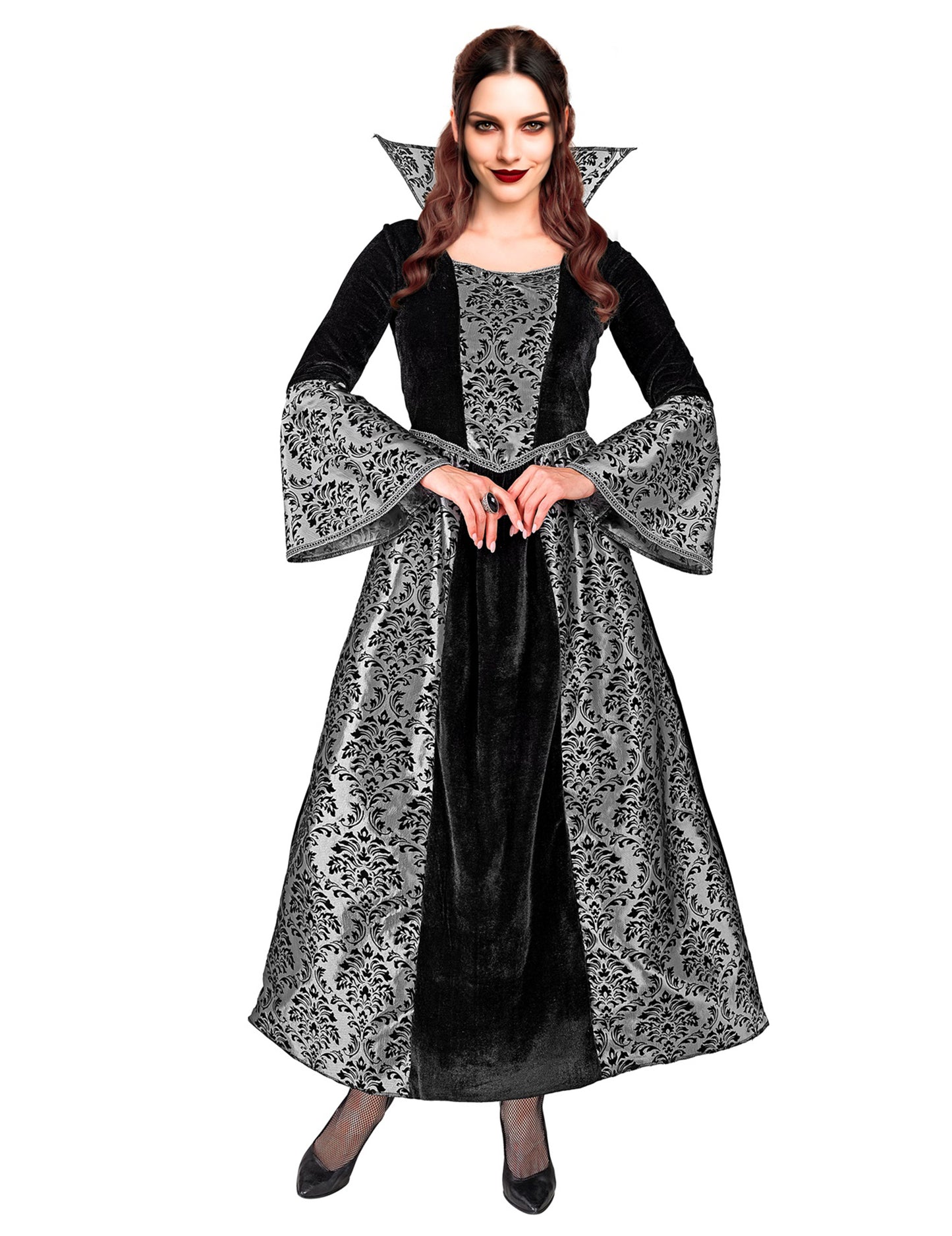 Déguisement vampire baroque noir et argent femme