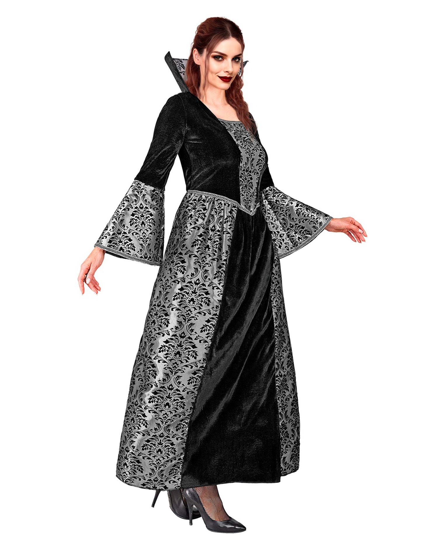 Déguisement vampire baroque noir et argent femme