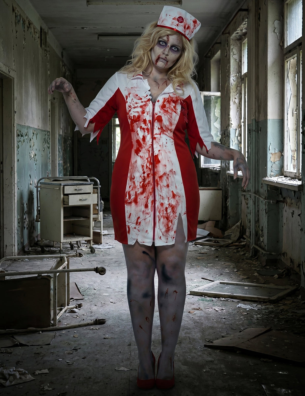 Dámský kostým zombie zdravotní sestry pro větší děti na Halloween
