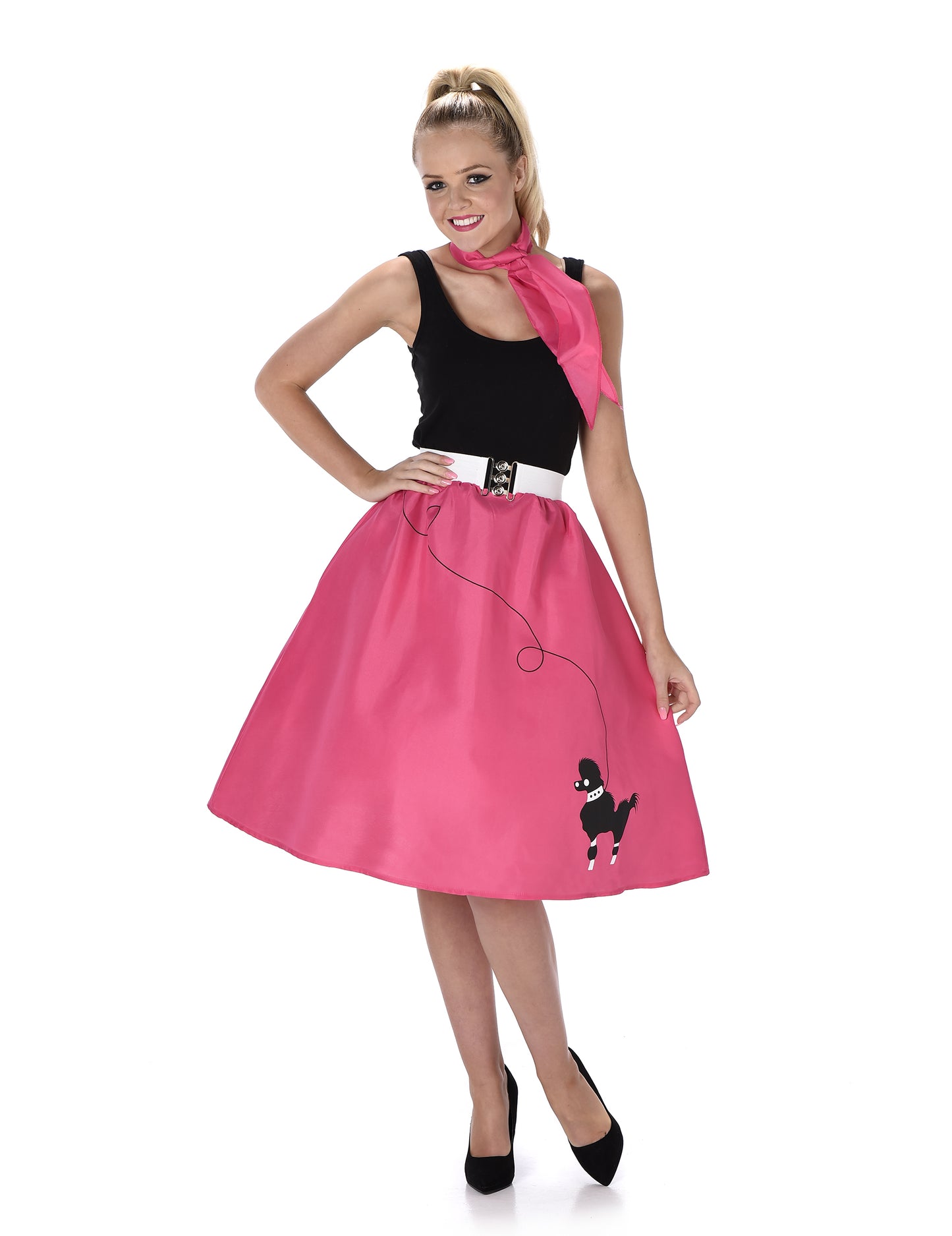 Dámský fuchsiový kostým z 50. let