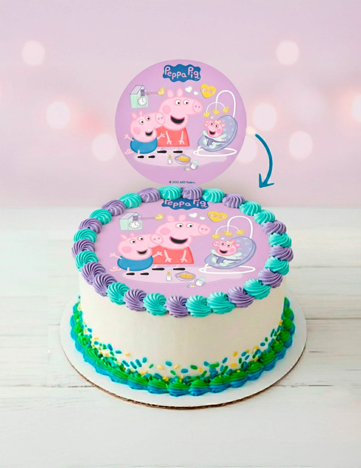 Jedlý papír na dort Peppa Pig™ New Baby 20 cm