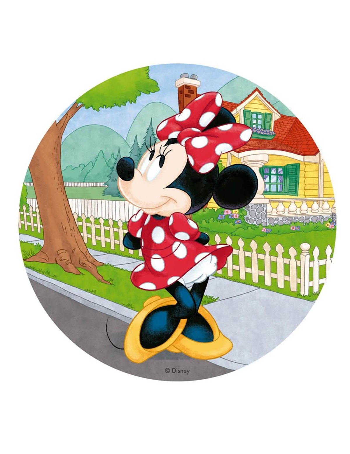 Jedlý disk Minnie pro dítě červená s bílými puntíky