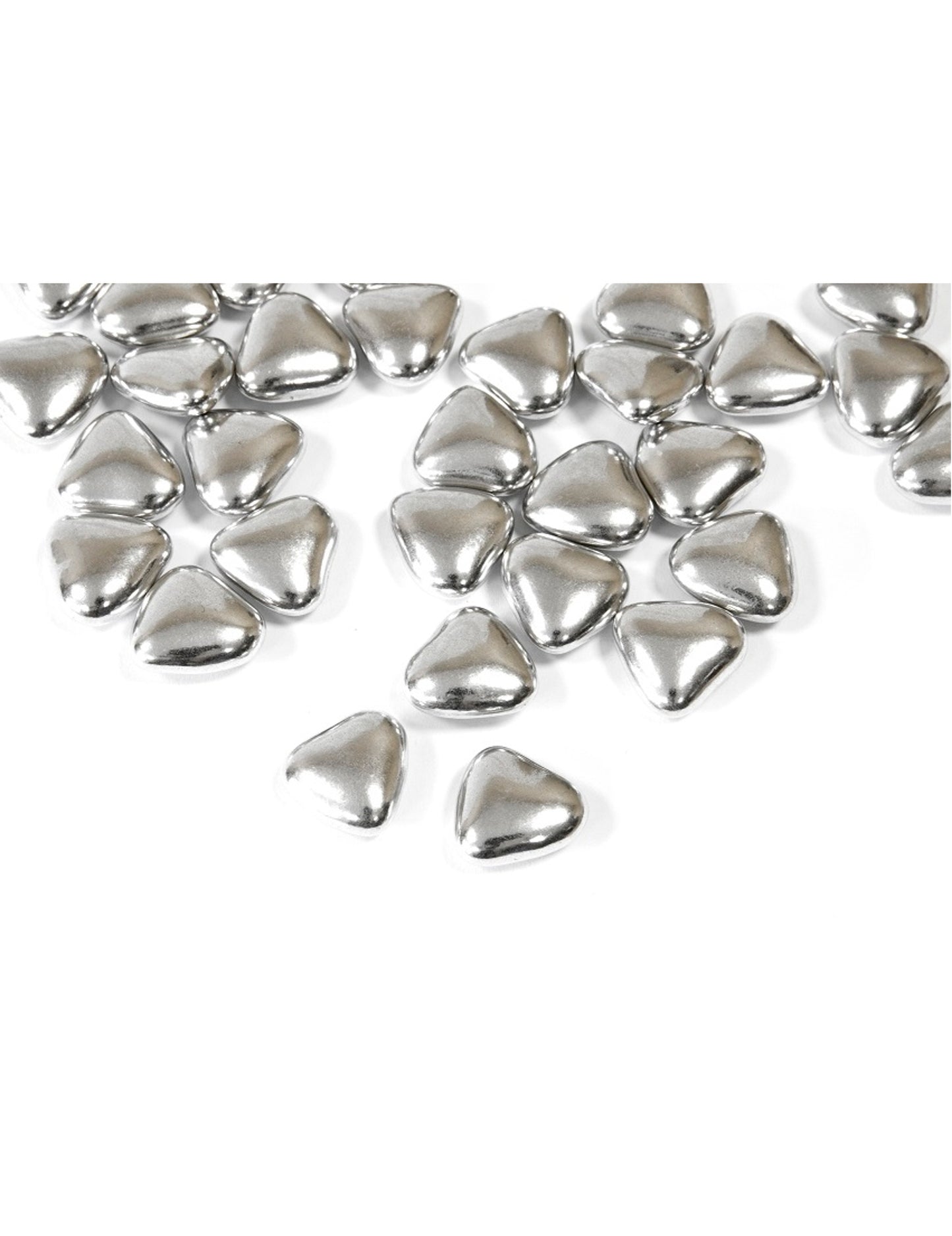 Stříbrné čokoládové mini srdíčka dražé 250 g 1.5 cm
