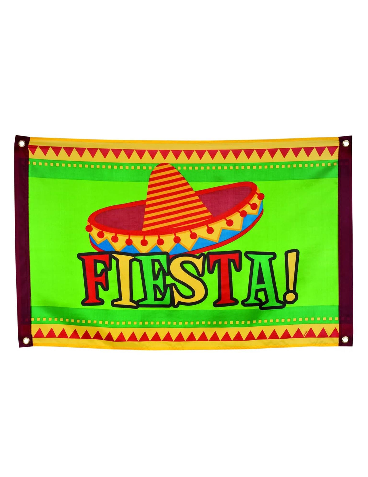 Mexická vlajka na oslavu zelená se sombrerem a nápisem Fiesta