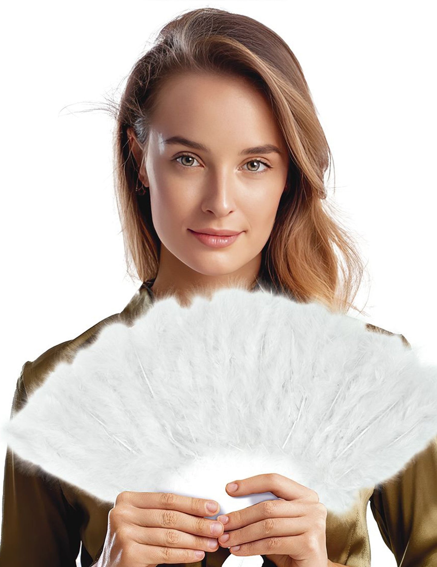 Vějíř z bílého peří 25 cm