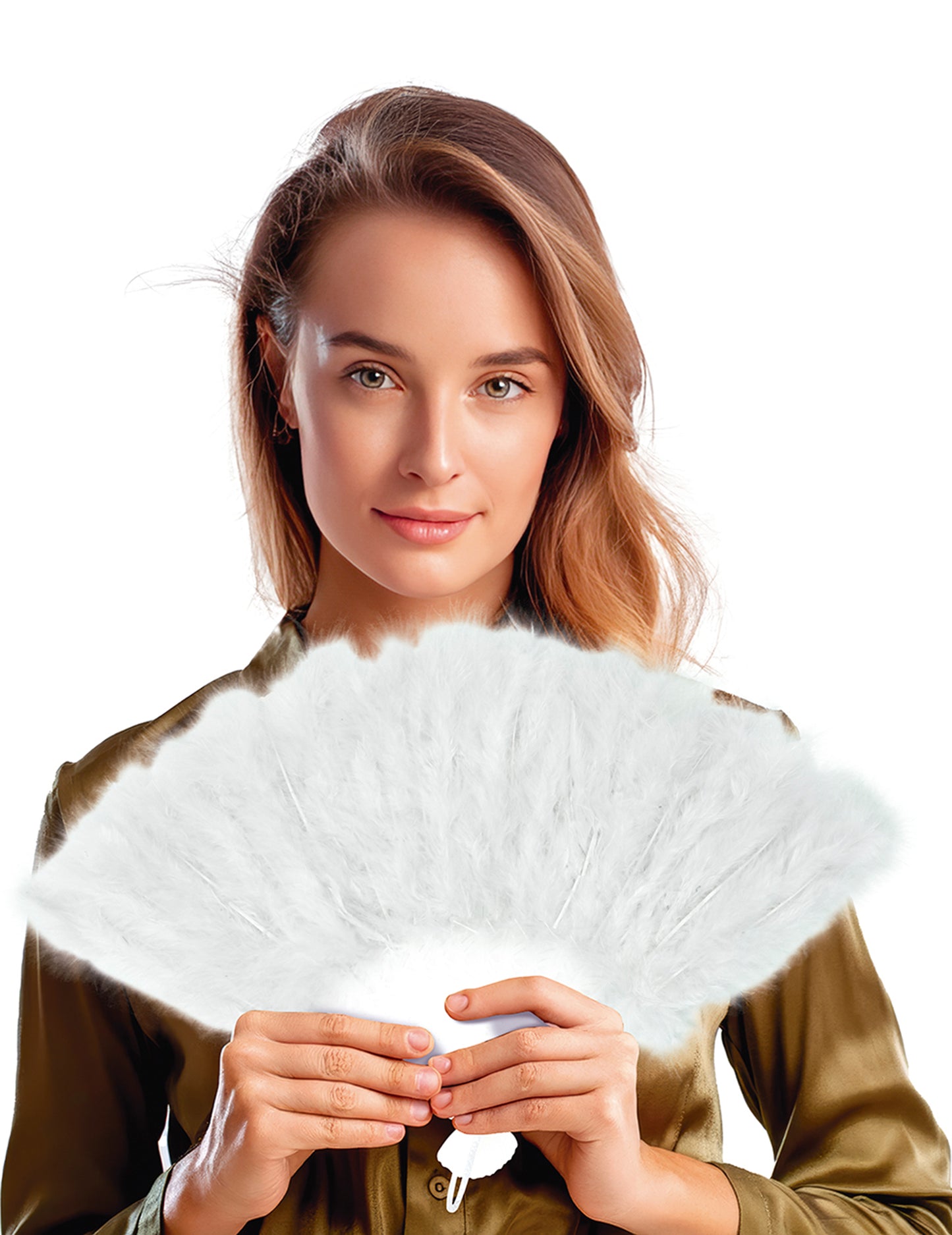 Vějíř z bílého peří 25 cm