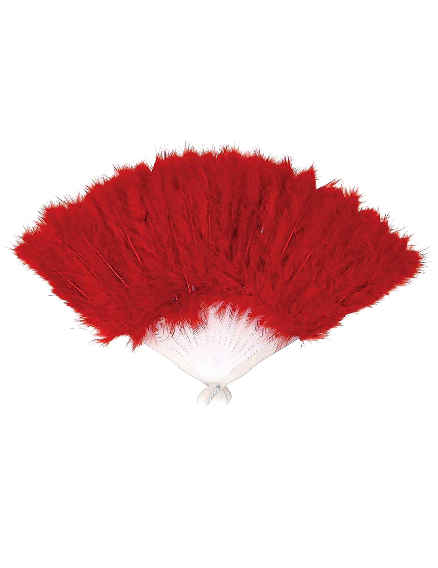 Vějíř z červeného peří 25 cm