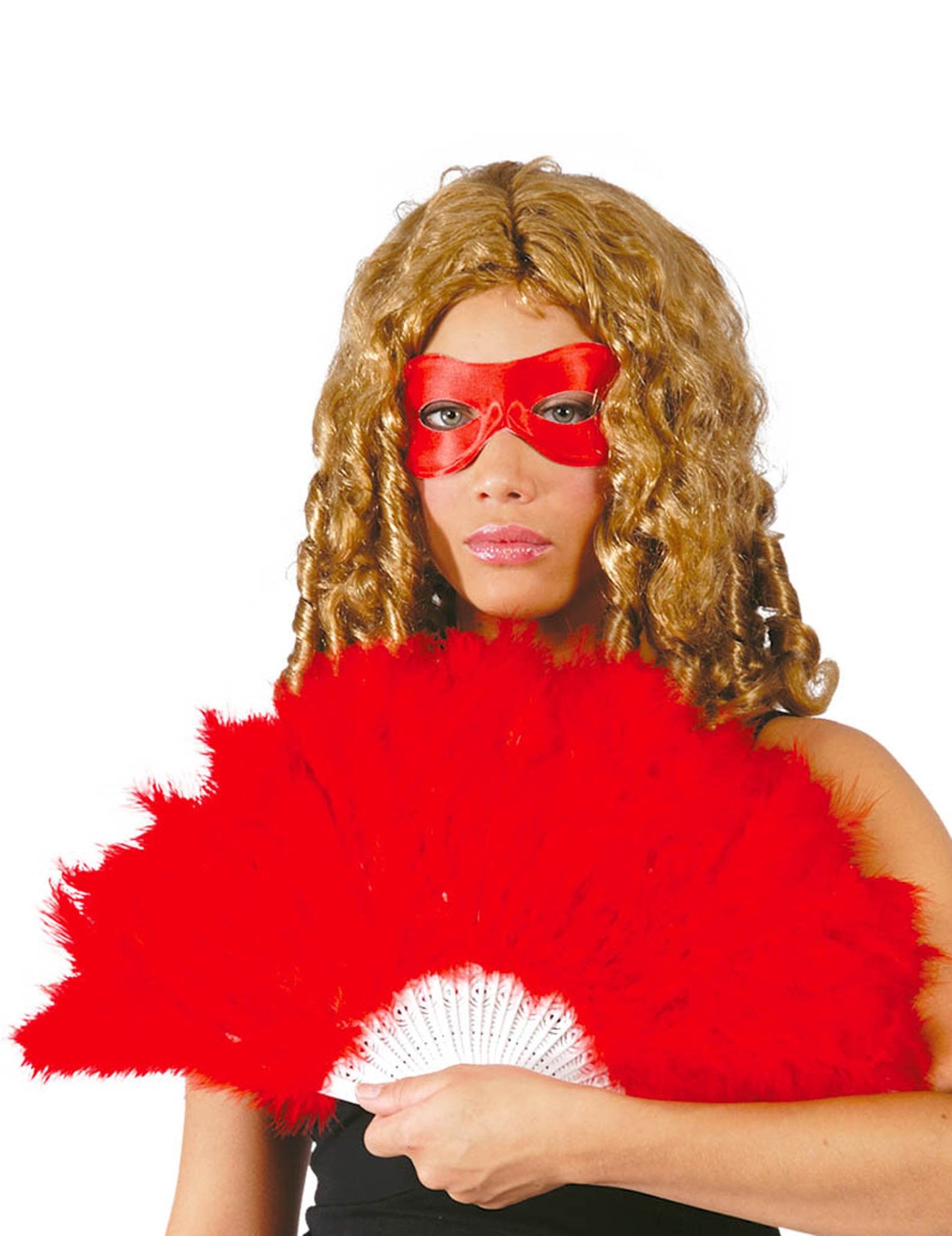 Vějíř z červeného peří 25 cm