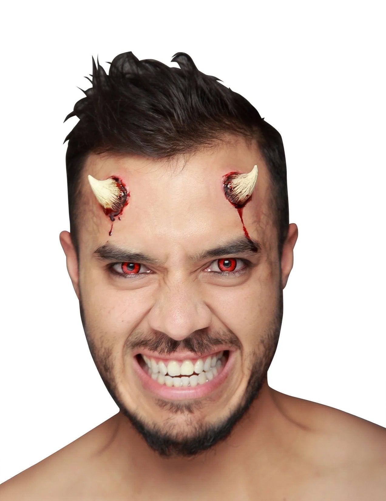 Falešné rohy ďábla pro dospělé béžové a zakrvácené
