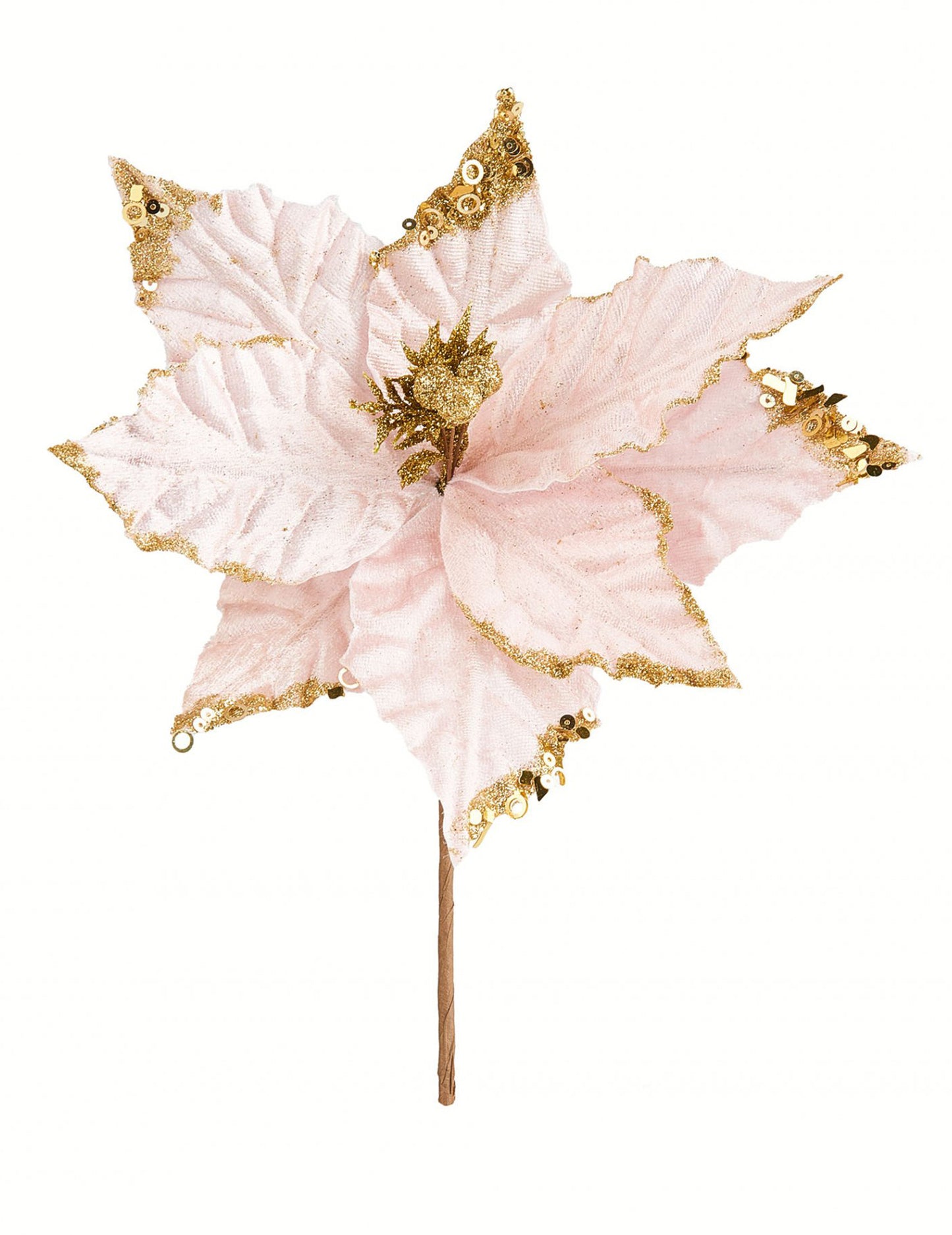 Růžová a zlatá vánoční květina 32 cm