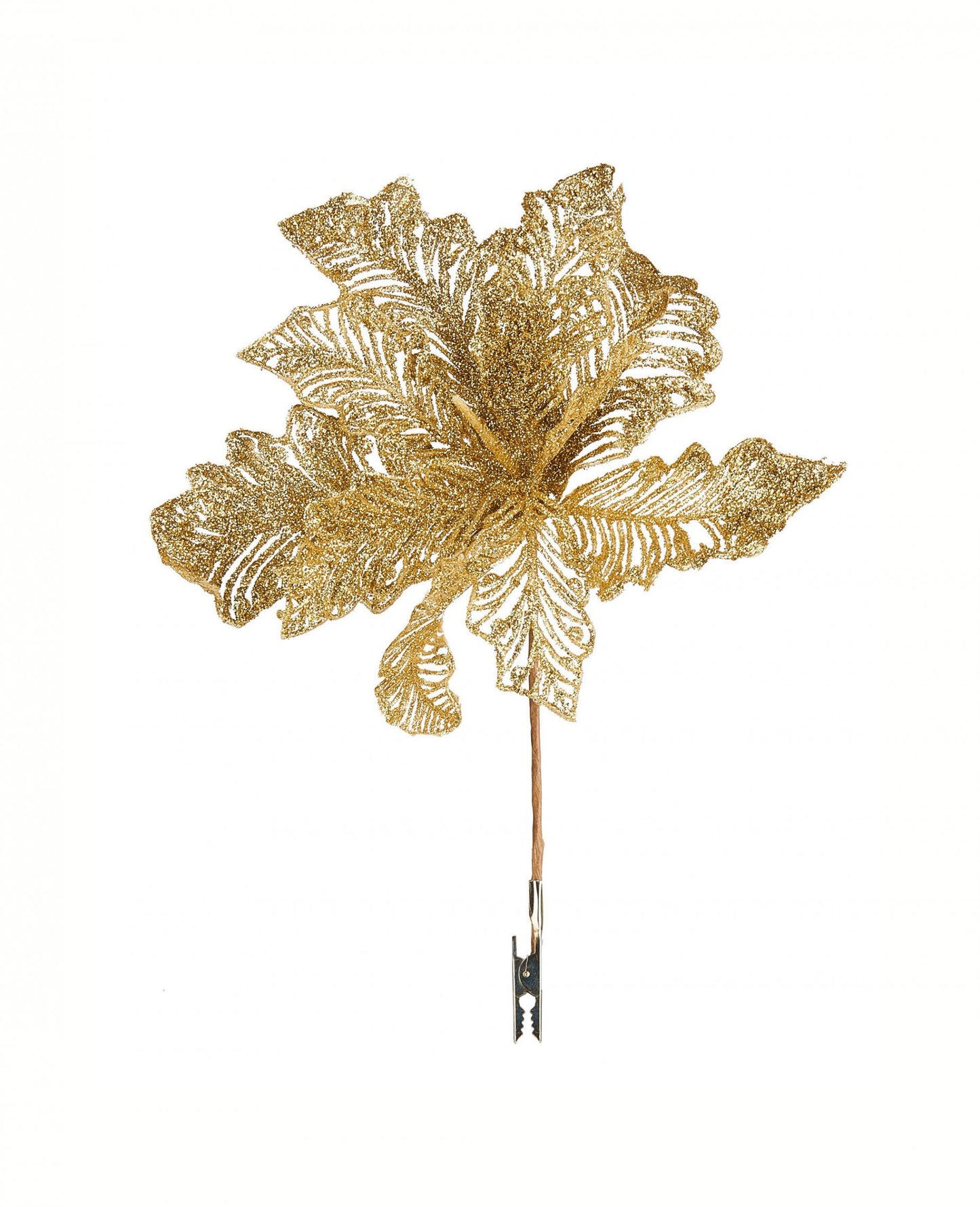Zlatý květ 22 cm s ozdobným klipem