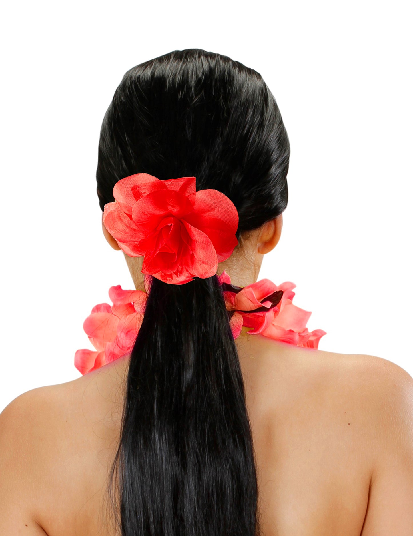 Fleur rouge avec élastique pour cheveux