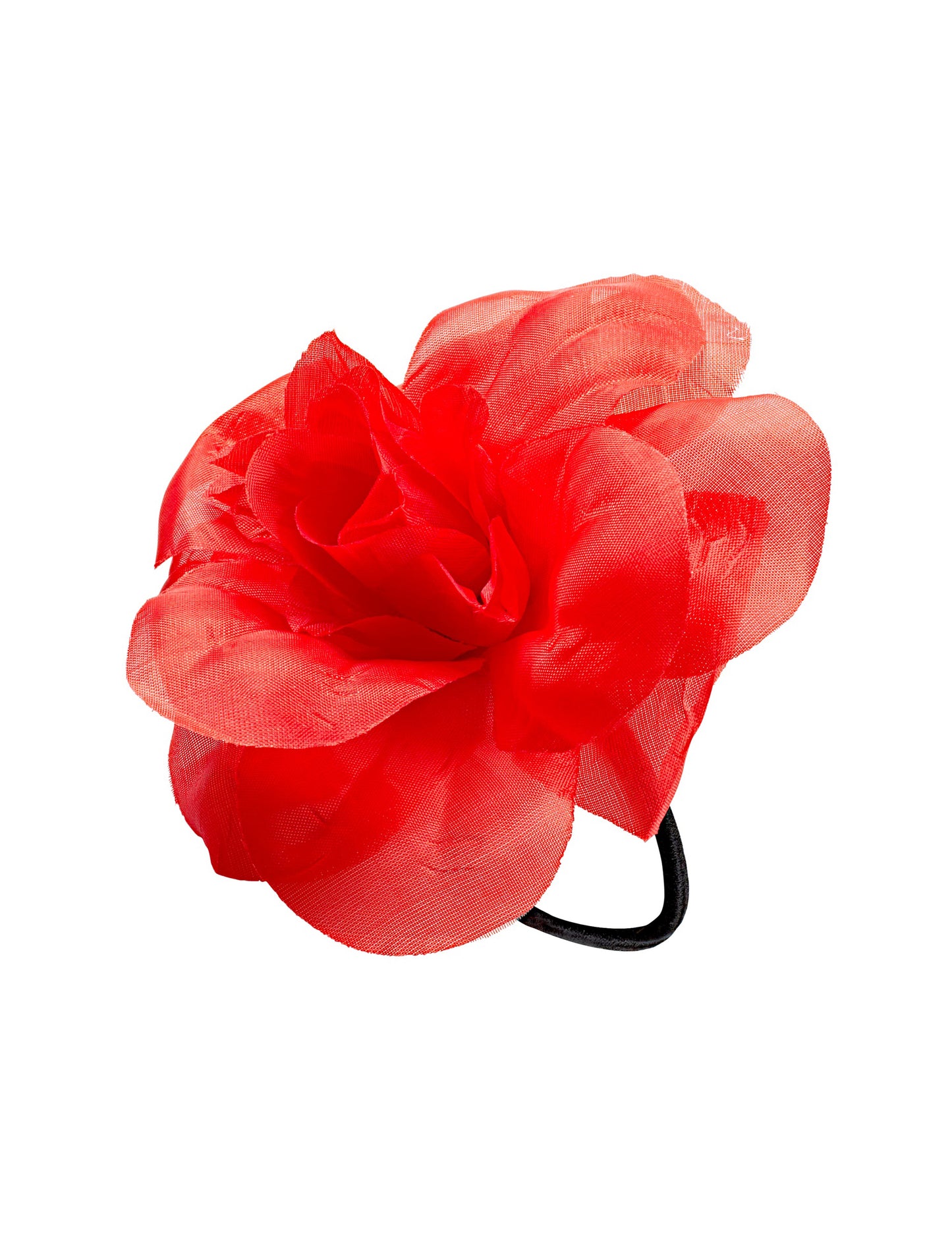 Fleur rouge avec élastique pour cheveux